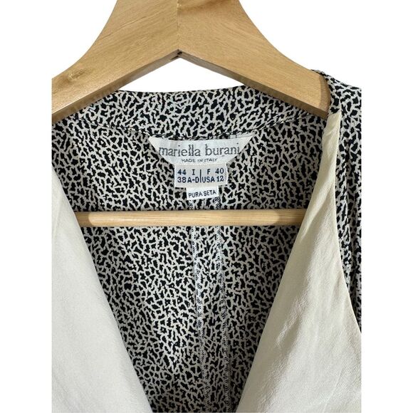 Mariella Burani Gray 3/4 Sleeve Mini Dress Size 12 Collared Smocked Button Front - Picture 7 of 10